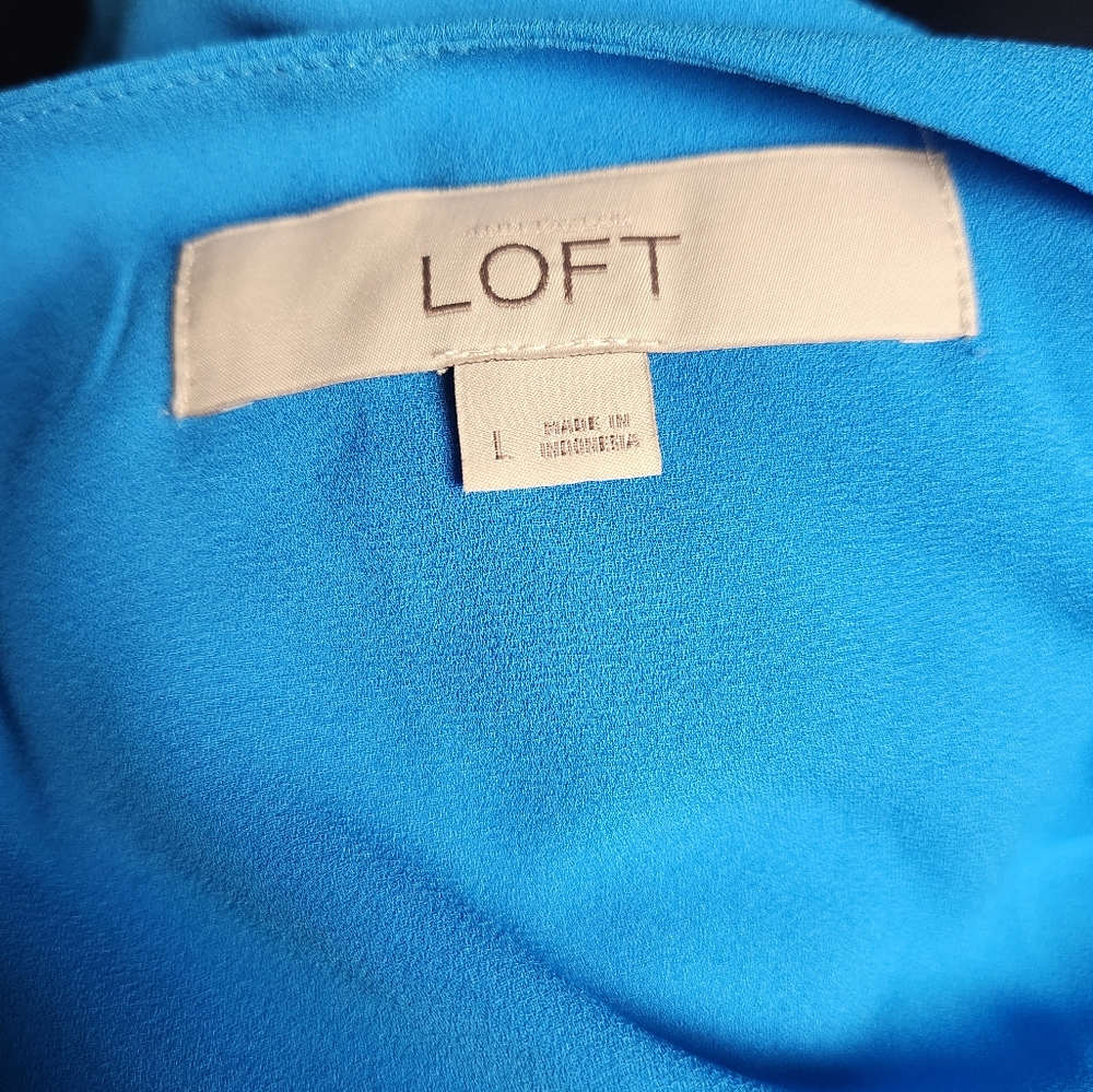 Loft Blue Ruffle V-Neck Women's Top - Picture 5 of 6